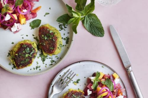 Saftige, grønne deller med melonsalat 