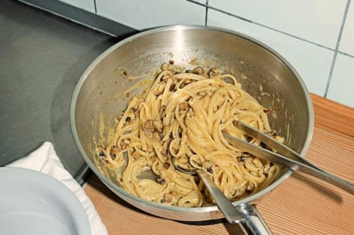 Spaghetti med svampe a la creme