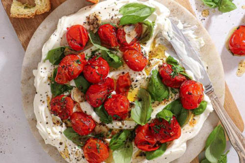 Pisket ricotta med bagte tomater