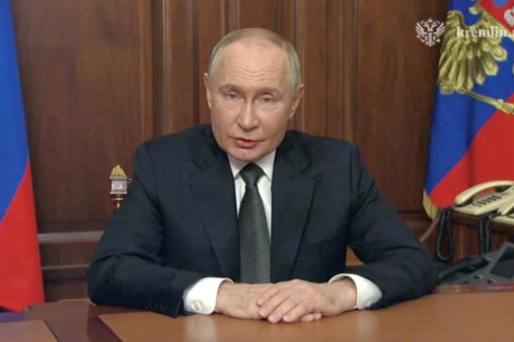 Vladimir Putin holdt i dag en tv-transmitteret tale til nationen. .Foto: Kremlin.ru/Ritzau Scanpix