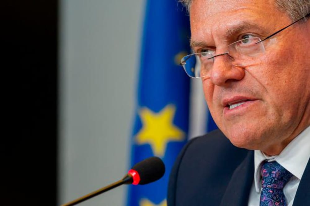 Hos handelskommissær Mariusz Sefcovic var frustrationen åbenlys over det, som han kaldte »den største transformation af global handel siden Anden Verdenskrig«. .Foto: Jean-christophe Verhaegen/Ritzau Scanpix