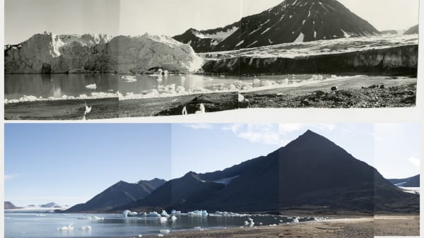 Billeder viser, hvordan Svalbards gletsjere er skrumpet de seneste 100 år